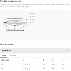 Vector Fanny Pack Size Guide - Inches