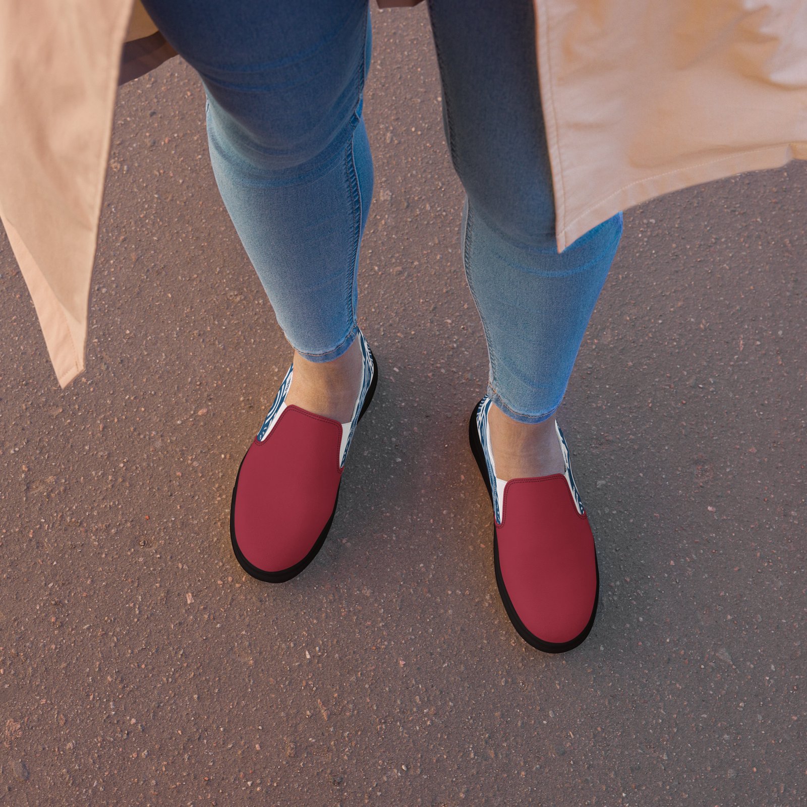 Women’s Slip-on Canvas Shoes - Crimson Kairo Edition - Image 17