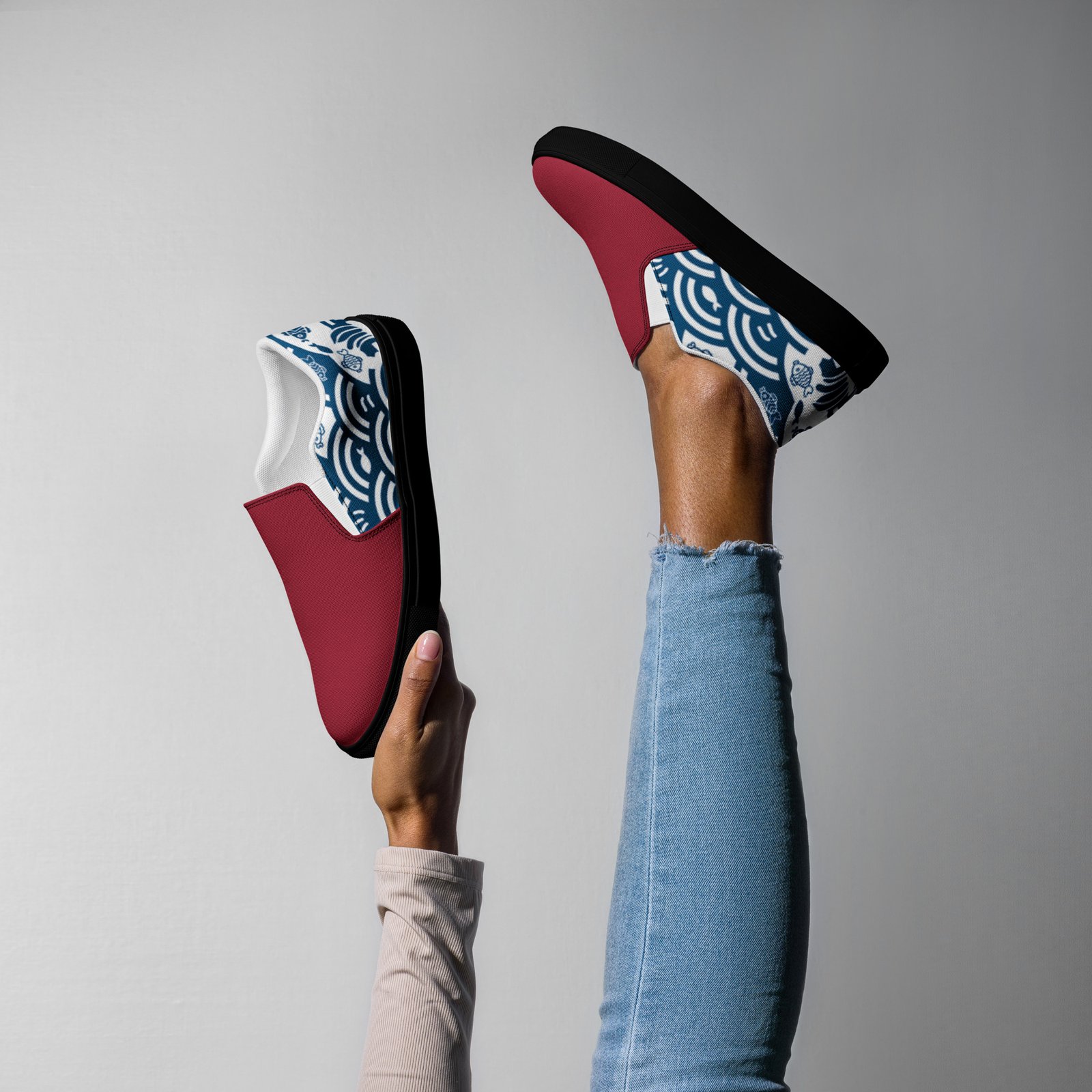 Women’s Slip-on Canvas Shoes - Crimson Kairo Edition - Image 19