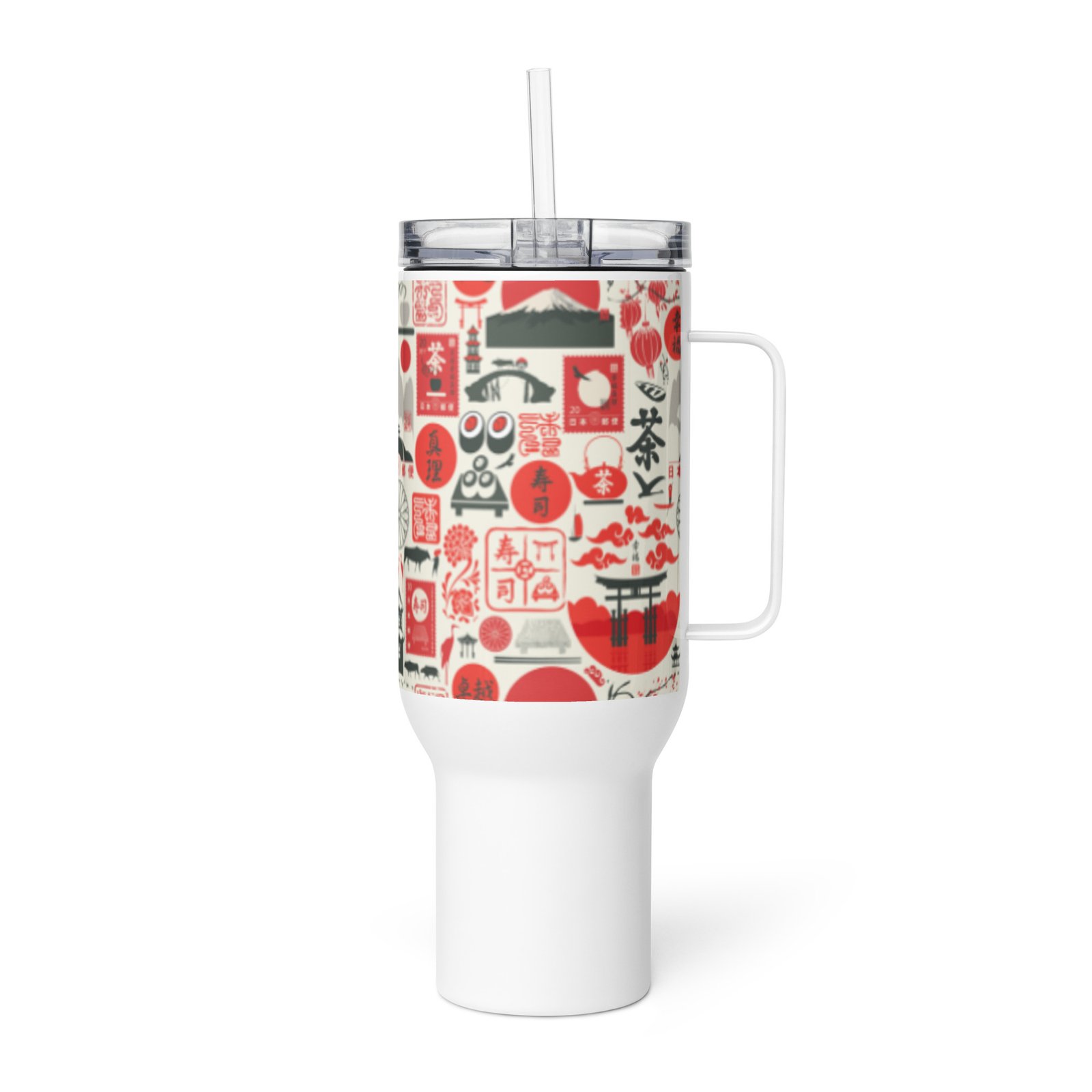 Stainless Steel Japanese Print Travel Mug w/ Handle – Daibōken Edition