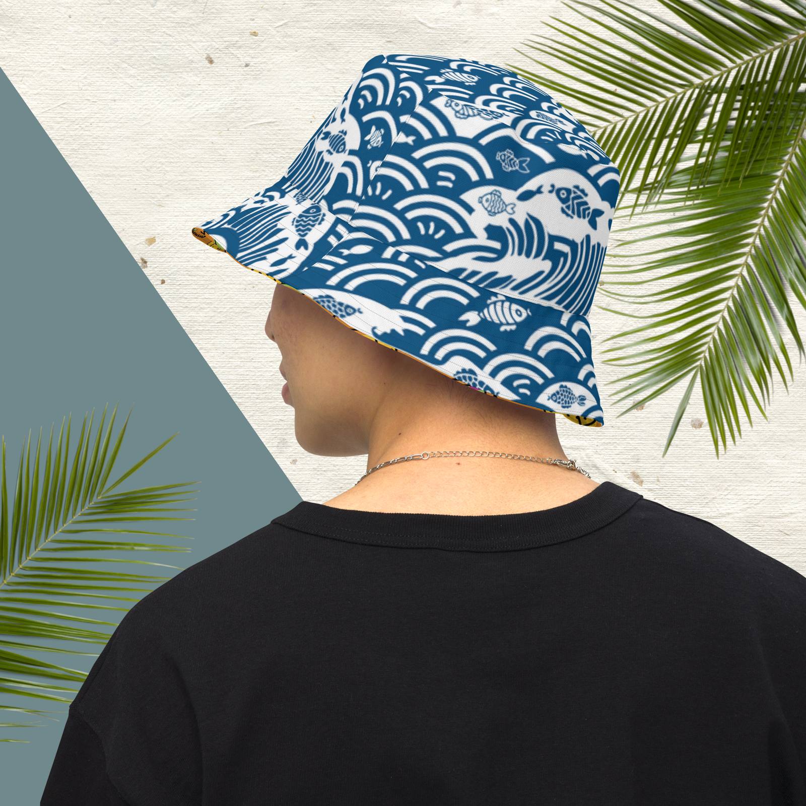 Seigaiha Reversible Bucket Hat - Kairo/Sushi - Image 4