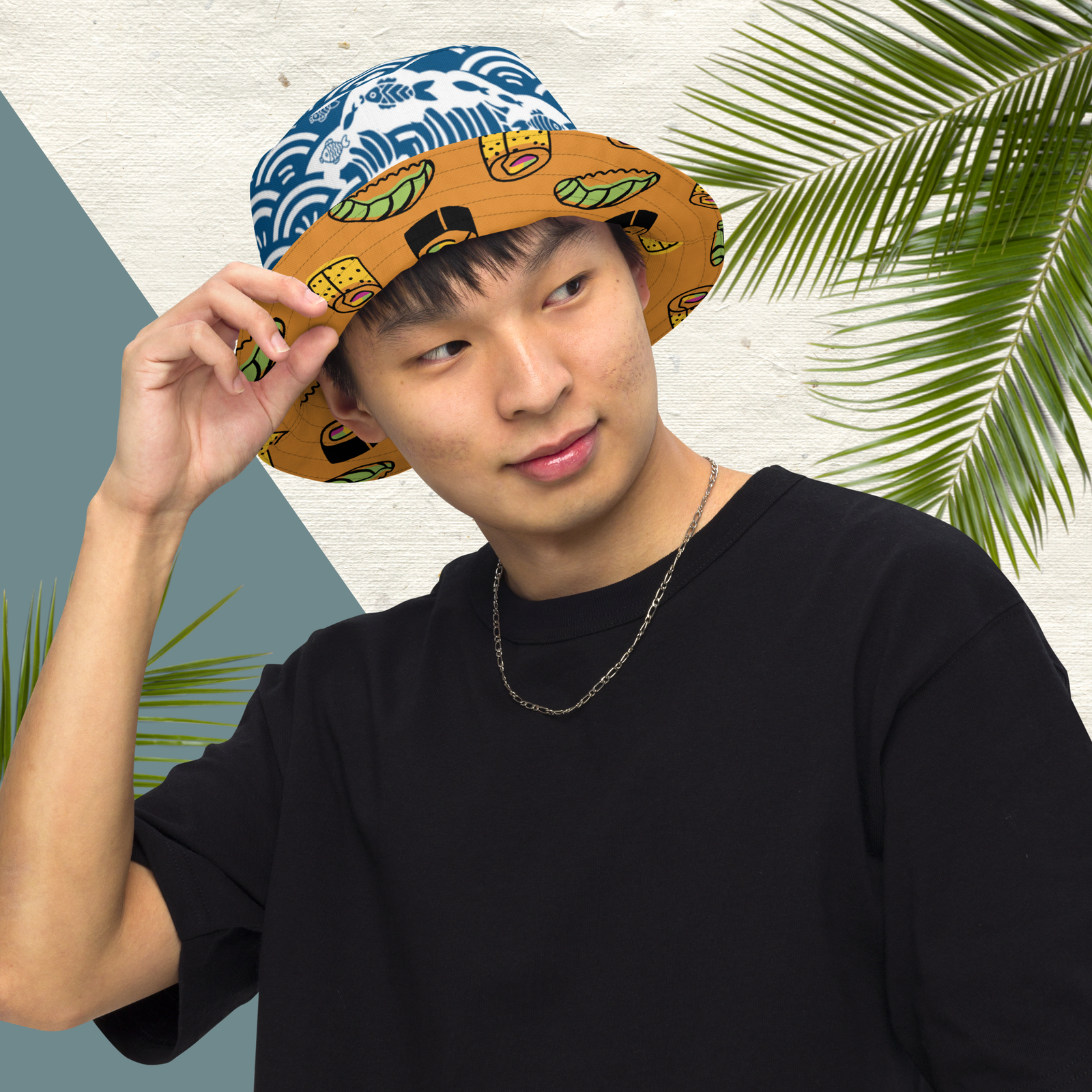 Seigaiha Reversible Bucket Hat - Kairo/Sushi - Image 5