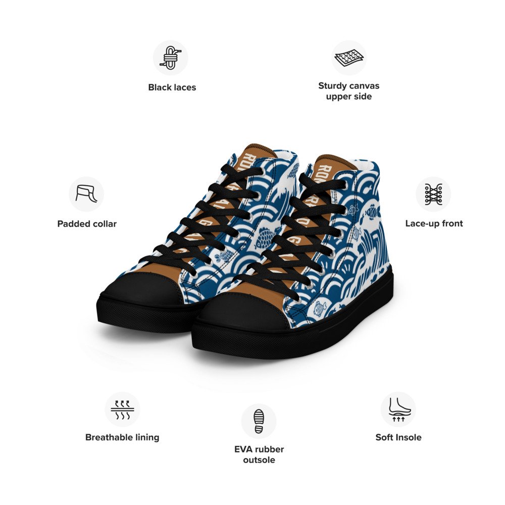 Men's Seigaiha Wave High Tops – Kairo Edition - Image 8