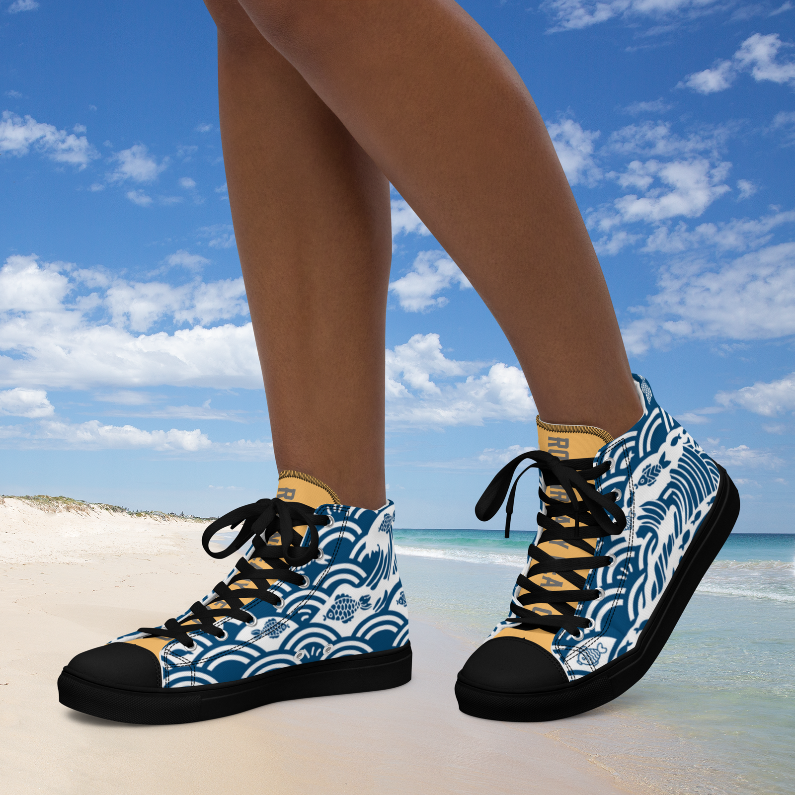 Women's Seigaiha Wave High Tops – Kairo Edition - Image 6