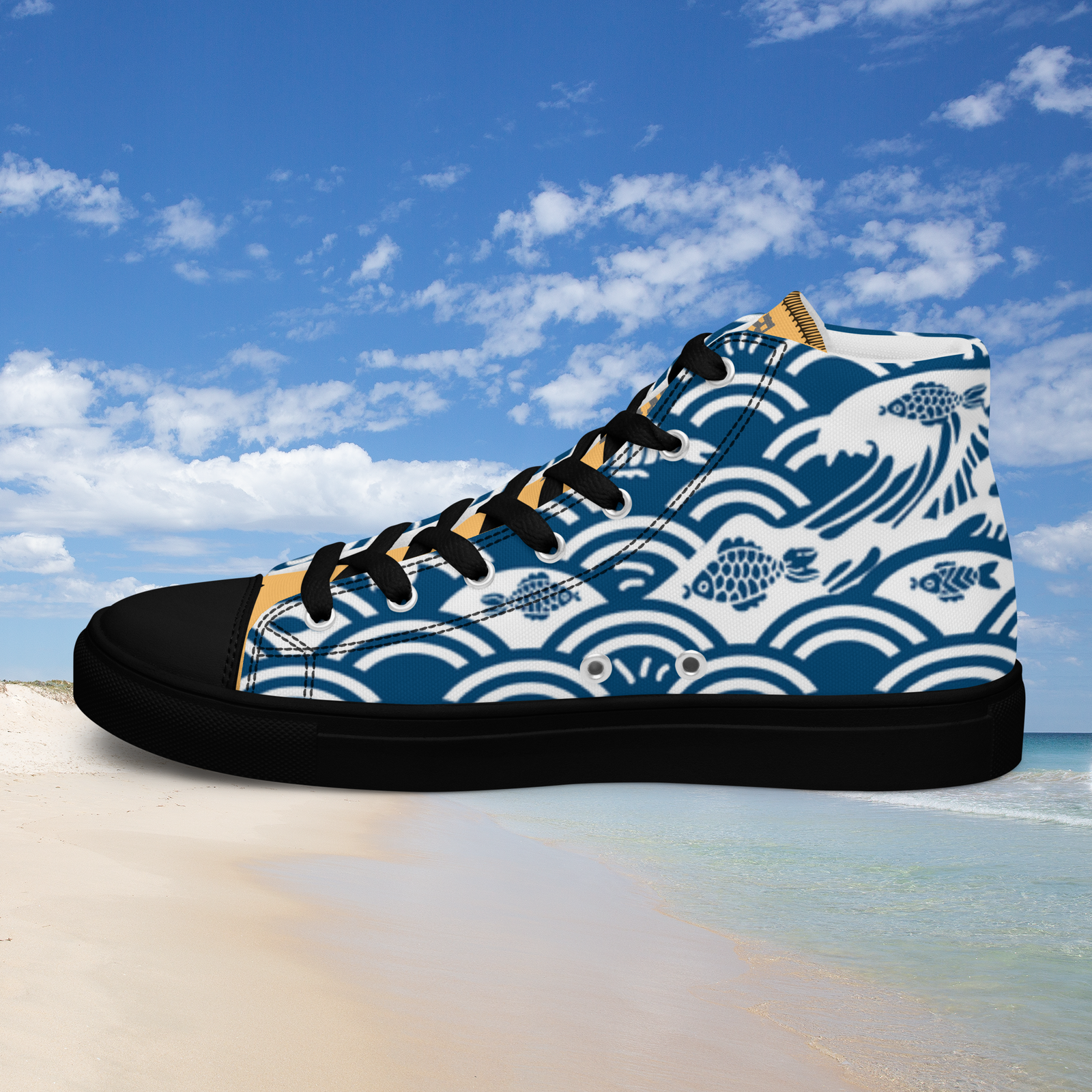 Women's Seigaiha Wave High Tops – Kairo Edition - Image 3