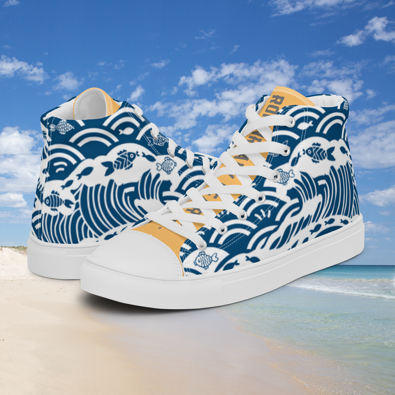 Women's Seigaiha Wave High Tops – Kairo Edition - Image 15
