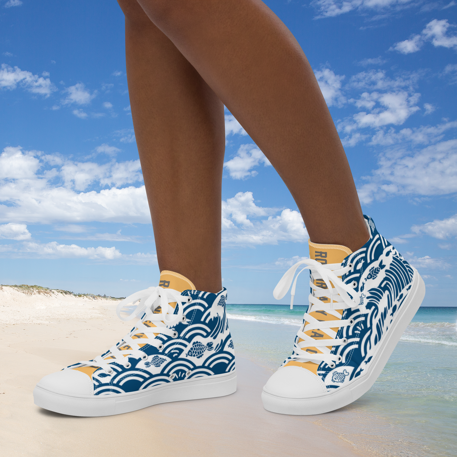 Women's Seigaiha Wave High Tops – Kairo Edition - Image 17